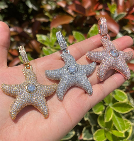 Moissanite Beach Star Pendant Fully Iced Out Hip Hop Pendant