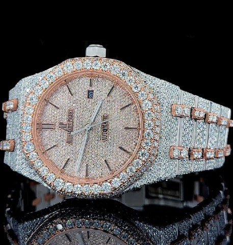 Dual Tone Moissanite Diamond Iced Out Hip Hop Watch