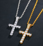 Colorless Moissanite Cross Pendant 925 Sterling Silver Pendant