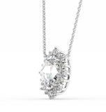 Moissanite Oval Cut Sunflower Halo Pendant