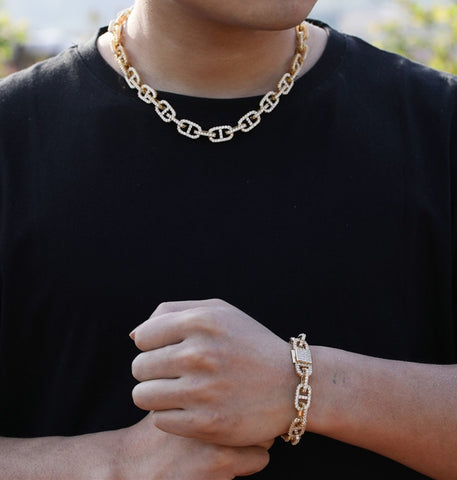 Round Cut Moissanite G Link Hip Hop Bracelet