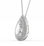 Moissanite Pear Cut Double Halo Pendant