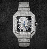 Skeleton Dial Iced Out Moissanite Diamond Customize Watch