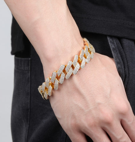moissanite Iced Out Cuban Link Hip Hop Bracelet For Him
