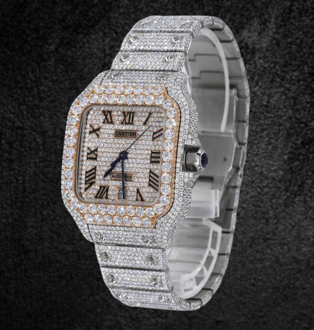 Moissanite Iced Out Dual Tone Luxury Hip Hop Watch