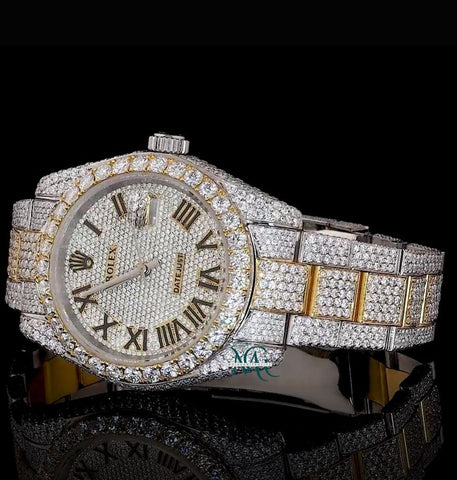 Classic Dual Tone Datjust Moissanite Diamond Hip Hop Watch