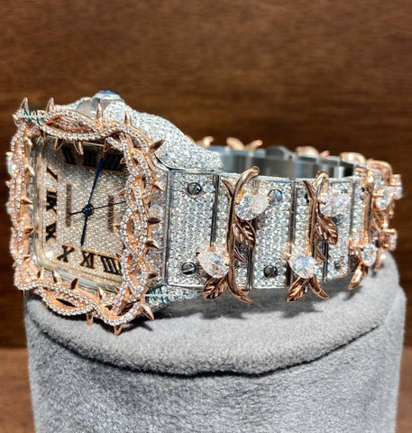 Iced Out Moissanite Vintage Style Luxury Watch