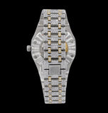 Iced Out Moissanite Diamond Dual Tone Hip Hop Watch