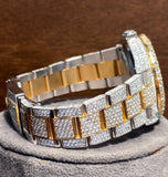 Moissanite Iced Out Dual Tone Wrist Watch For Him
