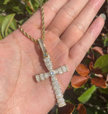Baguette Cut Moissanite Cross Rapper Style Pendant