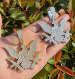Iced Out Moissanite Eagle With Guns Hip Hop Pendant