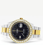 Dual Tone Moissanite Diamond Black Dial Luxury Watch