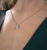 Moissanite Round Cut Hidden Halo Pendant For Her