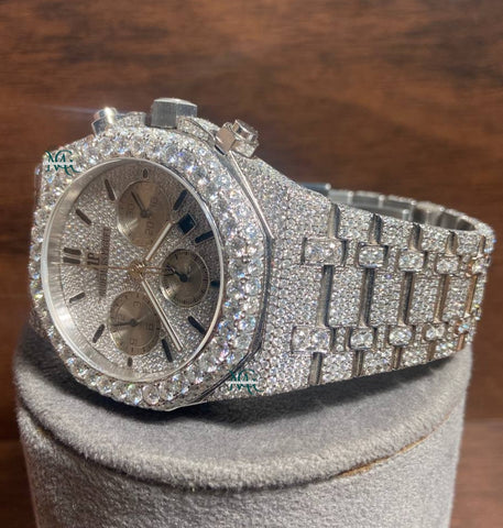 Chrono Dial Iced Out Full Moissanite Diamond Automatic Wrist Watch