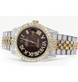 Brown Dial Classic Dual Tone Moissanite Diamond Watch