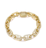 Round Cut Moissanite G Link Hip Hop Bracelet