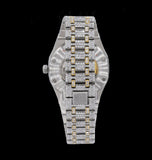 Iced Out Dual Tone Moissanite Diamond Classic Wrist Watch