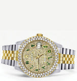 Green Arabic Numeral Iced Out Moissanite Watch