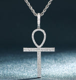 Colorless Iced Out Moissanite Diamond Cross Pendant