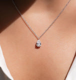 Pear Cur Moissanite Hidden Halo Pendant For Women's