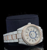 Dual Tone Iced Out Moissanite Diamond Stylish Men's Watch