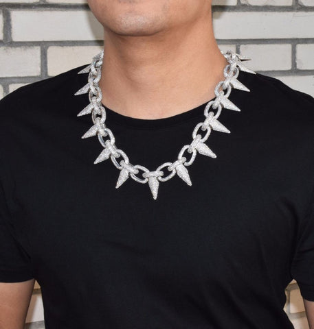 Iced Out Moissanite Diamond Spiked Thorns Hip Hop Chain