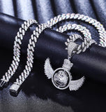 Luxury Iced Out Moissanite Crown With Wings Pendant