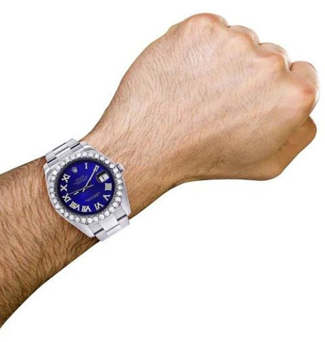 Moissanite Diamond Iced Out Blue Dial Wrist Watch