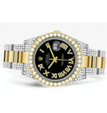 Black Color Dial Dual Tone Moissanite Iced Out Elegant Watch