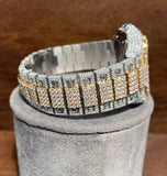 Dual Tone Iced Out Moissanite Wrist Watch For Him