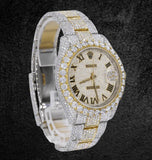 Iced Out Dual Tone Moissanite Diamond Datejust Watch For Him