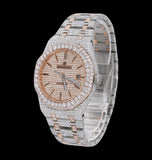 Dual Tone Iced Out Moissanite Luxury Watch For Him