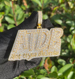 Iced Bubble Letter Hip Hop Pendant ATDB in Moissanite