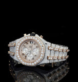 Iced Out Dual Tone Moissanite Diamond Chrono Dial Watch