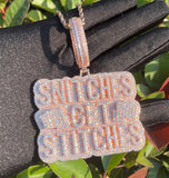 Iced Out Customized Moissanite ‘Snitches Get Stitches’ Pendants