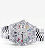 Datejust Iced Out Moissanite Rainbow Arabic Numeral Watch