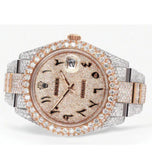 Arabic Numeral Dual Tone Iced Out Moissanite Watch