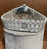Blue Arabic Numerical Moissanite Iced Out Hip Hop Wrist Watch Gift For Him