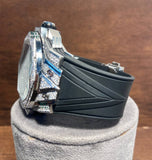 Moissanite Iced Out Rubber Strap Wrist Watch For Him