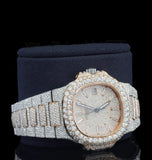 Iced Out Moissanite Diamond Luxury Dual Tone Watch