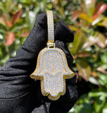 Iced Out Moissanite Hamsa Hand Pendant