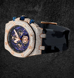 Iced Out Moissanite Rubber Strap Men's Watch For Him