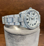 Iced Out Moissanite Roman Numerical Datejust Wrist Watch
