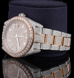 Datejust Iced Out Moissanite Diamond Dual Tone Watch For Men's