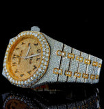 Iced Out Moissanite Diamond Dual Tone Elegant Watch