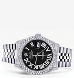 Iced Out Moissanite Diamond Black Dial Datejust Wrist Watch