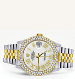 Dual Tone Roman Numeral Moissanite Diamond Watch