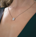 Oval Cut Moissanite Halo Pendant Gift For Women's