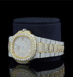 Iced Out Dual Tone Moissanite Diamond Watch Gift For Him