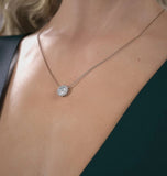 Round Cut Moissanite Diamond Halo Pendant